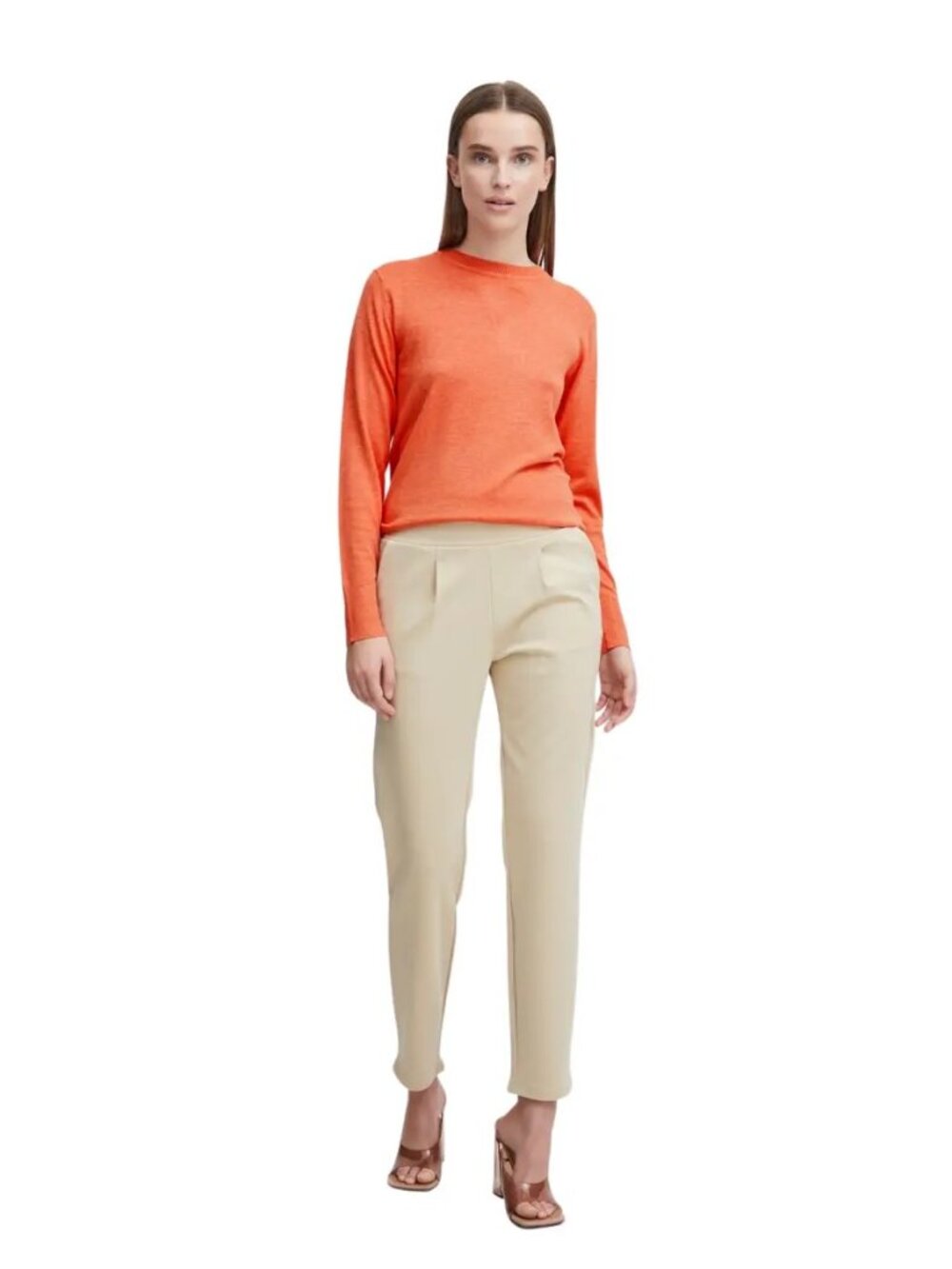 B.YOUNG Orangeade Melange Crew Neck Lightweight Fine Knit Jumper BYMmpimba Small - Picture 3 of 12